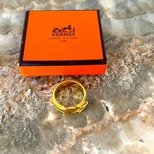 Authentic Hermes gold buckle scarf ring